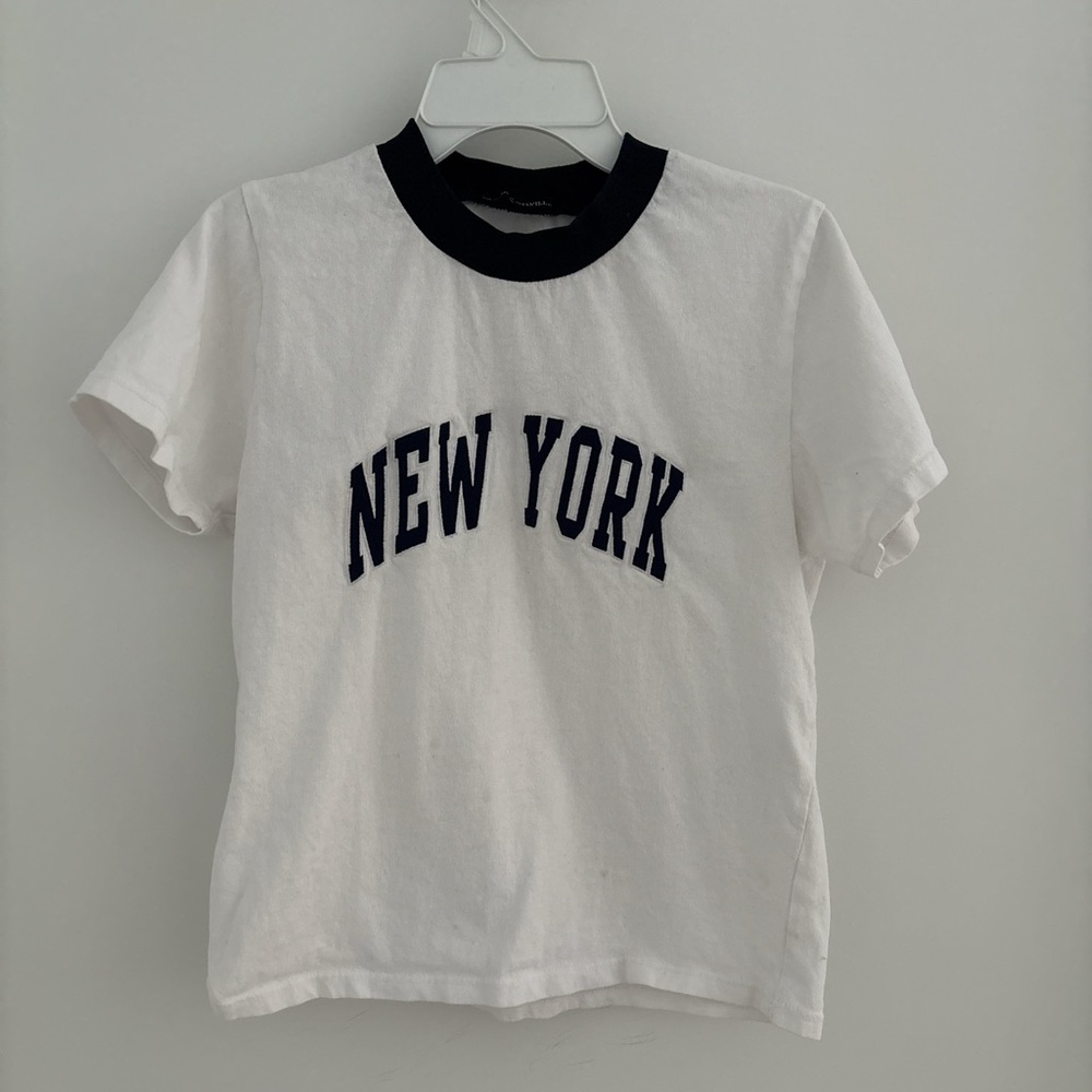 New York Graphic Baby Tee - White & Navy Blue